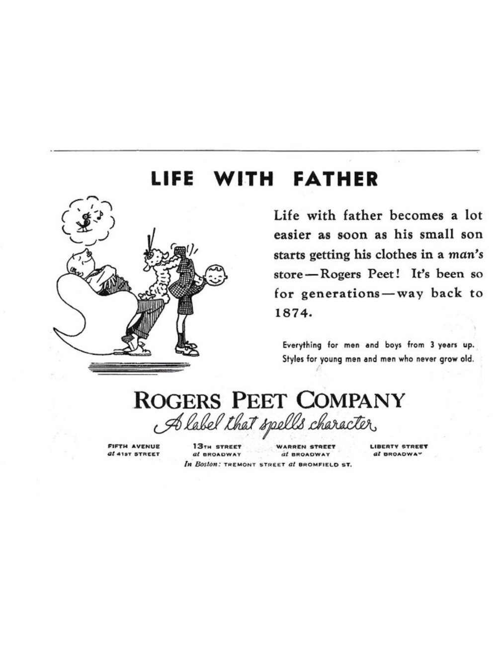 Rogers Peet 1940s Vintage Print Ad Mens Boys Clothing Fashion AD